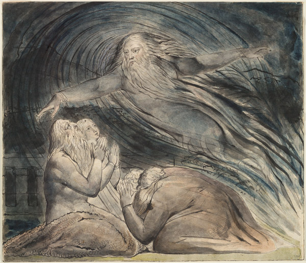 The Lord Answering Job out of the Whirlwind — William Blake (c. 1821). The Book of Job as the Western tradition's deepest confrontation with the problem of evil