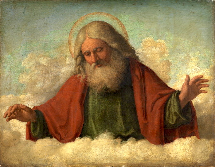 God the Father — Cima da Conegliano (c. 1510–1517). The divine light from which the spark descends