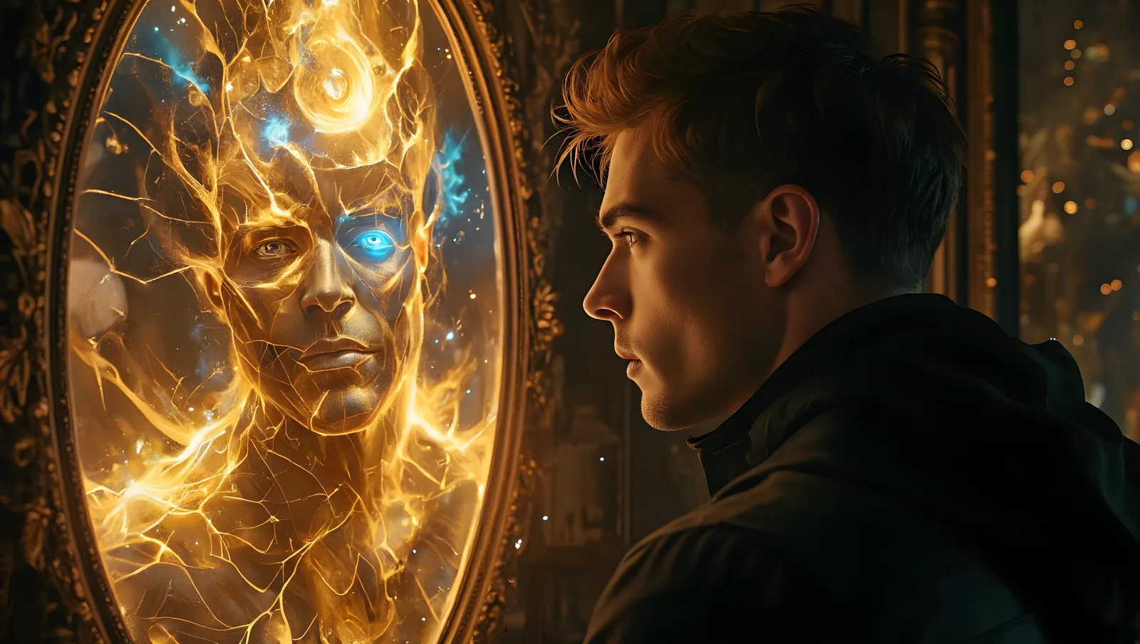 The mirror as the oldest symbol of self-knowledge — to look within and discover that the observer and the observed are one