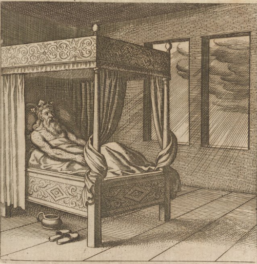 A person lying in a bed